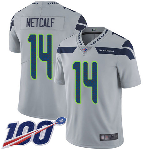 Seattle Seahawks Limited Grey Men D.K. Metcalf Alternate Jersey NFL Football 14 100th Season Vapor Untouchable